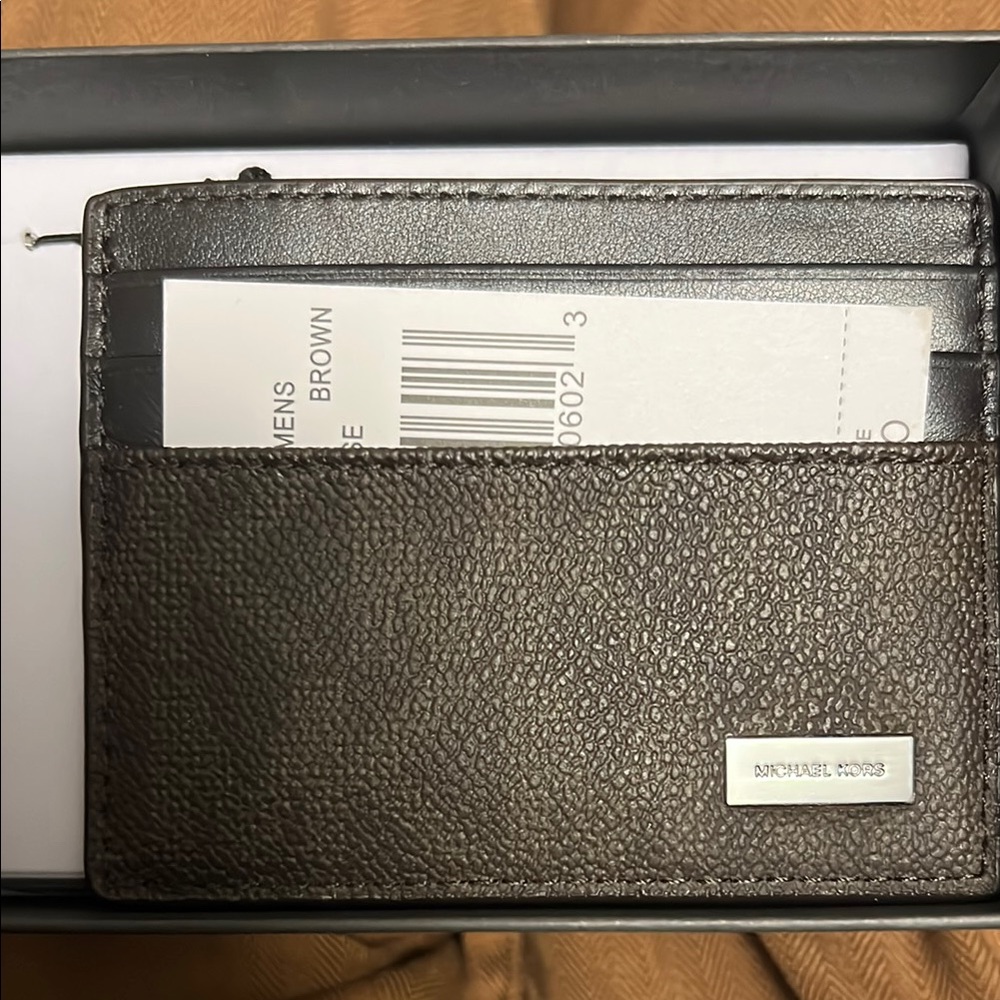 NEW Michael Kors Brown Leather Card Holder